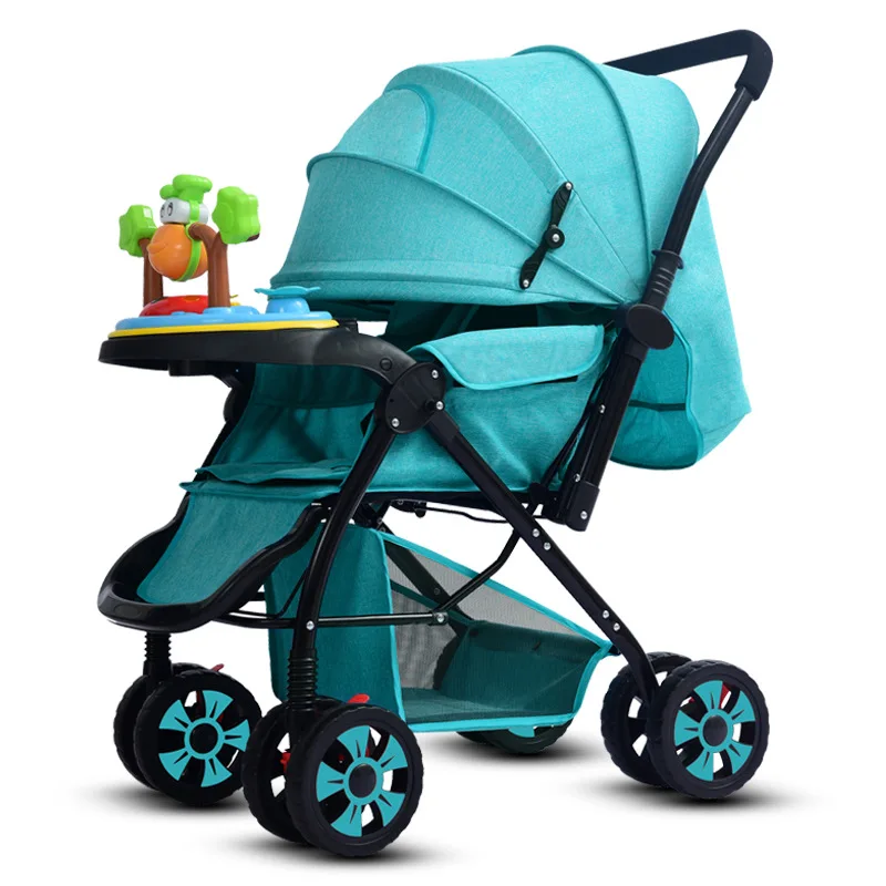 

High Landscape Music Baby Stroller Widening Extended Baby Trolley Folding Baby Stroller Four Seasons Newborn Carrage Travel Cart