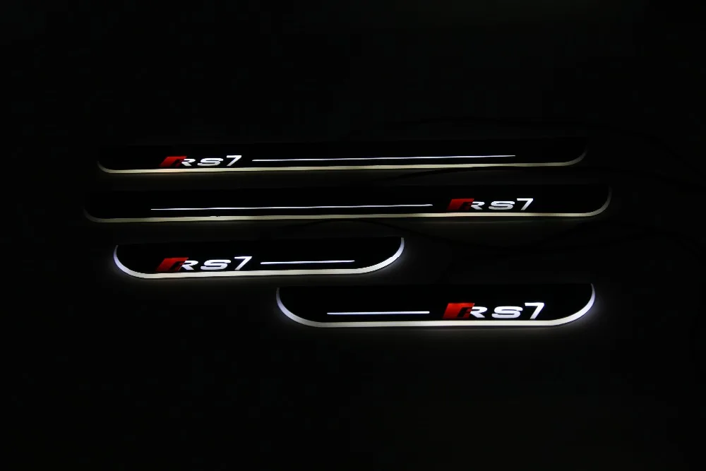 

eOsuns LED moving door scuff Nerf Bars & Running Boards door sill light plate overlays linings for audi RS7