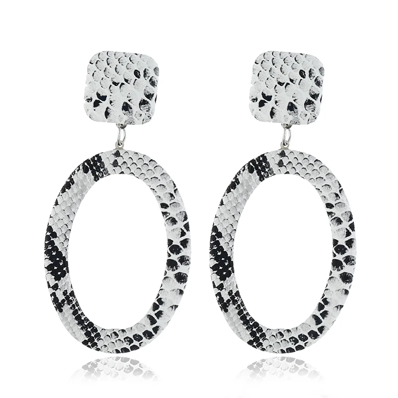 

vintage snake skin Drop Earrings Women Geometric Earring Hanging Statement big earings 2019 Jewelry Trendy Party Gifts
