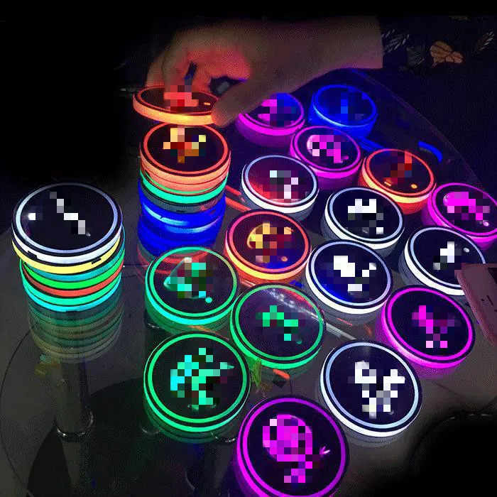 

New Arrived!! Car LED Light Water Bottle Mat Coaster Anti-slip Mat Colorful Light Coaster Charging Type Coaster Cup Mat
