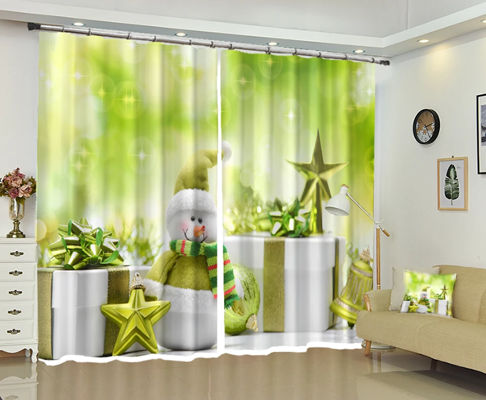 

Christmas cartoon new curtains creative Christmas gift set blackout curtains, gauze