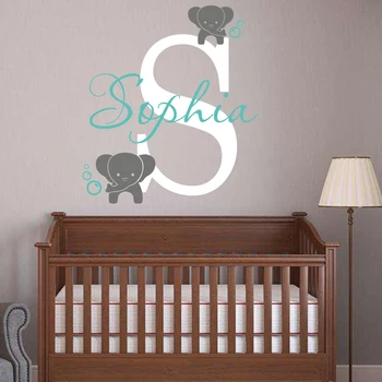 

Cartoon Custom Elephant Bubble Name Wall Sticker Baby Nursery Kids Room Large Personalized Elephant Name Wall Decal Vinyl Decor