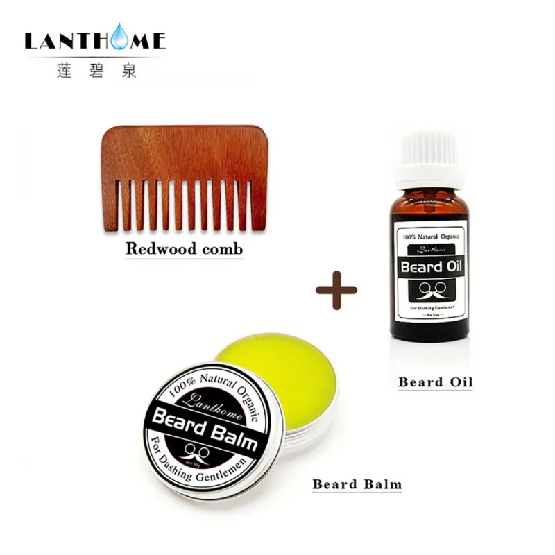 Lanthome бренд 1 комплект высокого качества для мужчин натуральное масло для бороды средства по уходу за бородой здоровое увлажнение с расческой - Цвет: B without bag