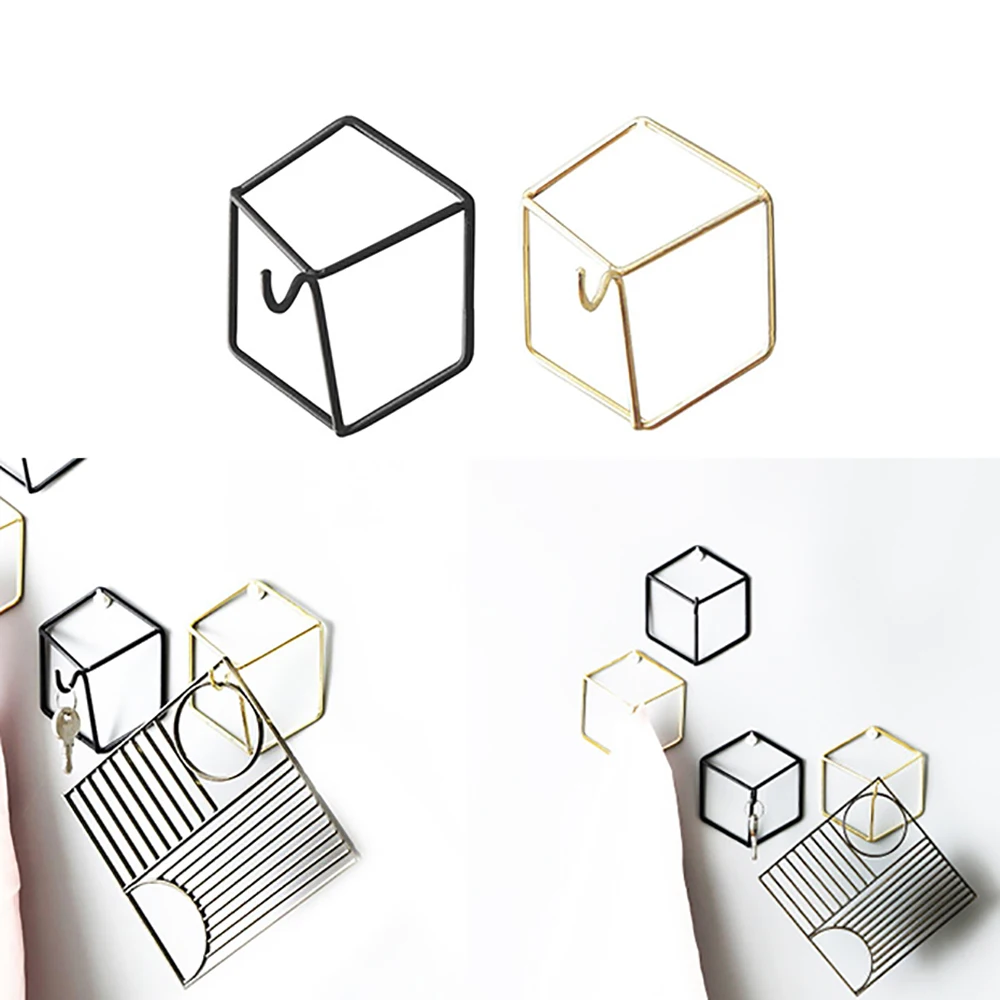 Скандинавский стиль шестигранный дизайн золотой железный художественный крючок для хранения минималистичный настенный держатель ключа органайзер для комнаты домашний декор