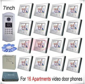 

For 16 Apartments video door phones door bells intercom systems support Inductive Card/Password unlocking function