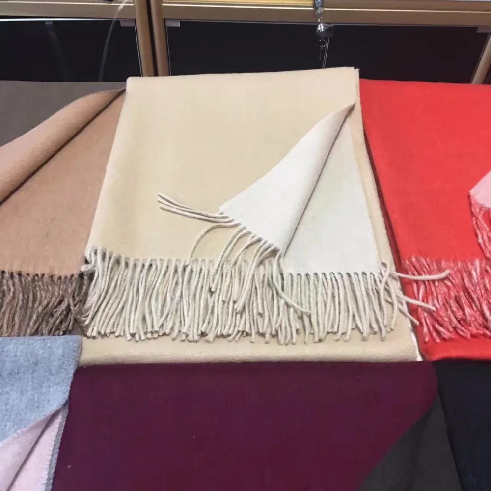 

100 Wool Scarf Women Double Side Thick Camel Shawls Spring Winter Autumn Natural Fabric High Quality Free Shipping