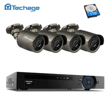 Techage Security Camera POE CCTV System 4CH 1080P NVR Kit 4pcs Outdoor PoE IP Camera IP66 Waterproof Video Surveillance Set