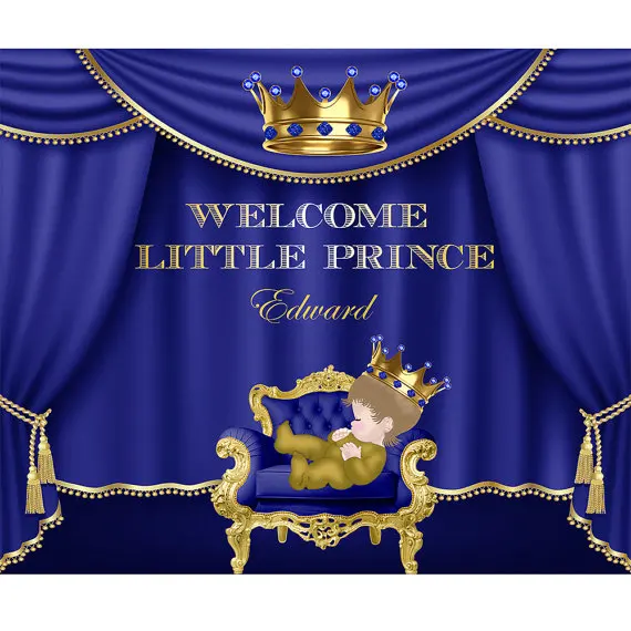 

Customize Royal Blue and Gold Prince Themed Tiara King Backdrop XT4743