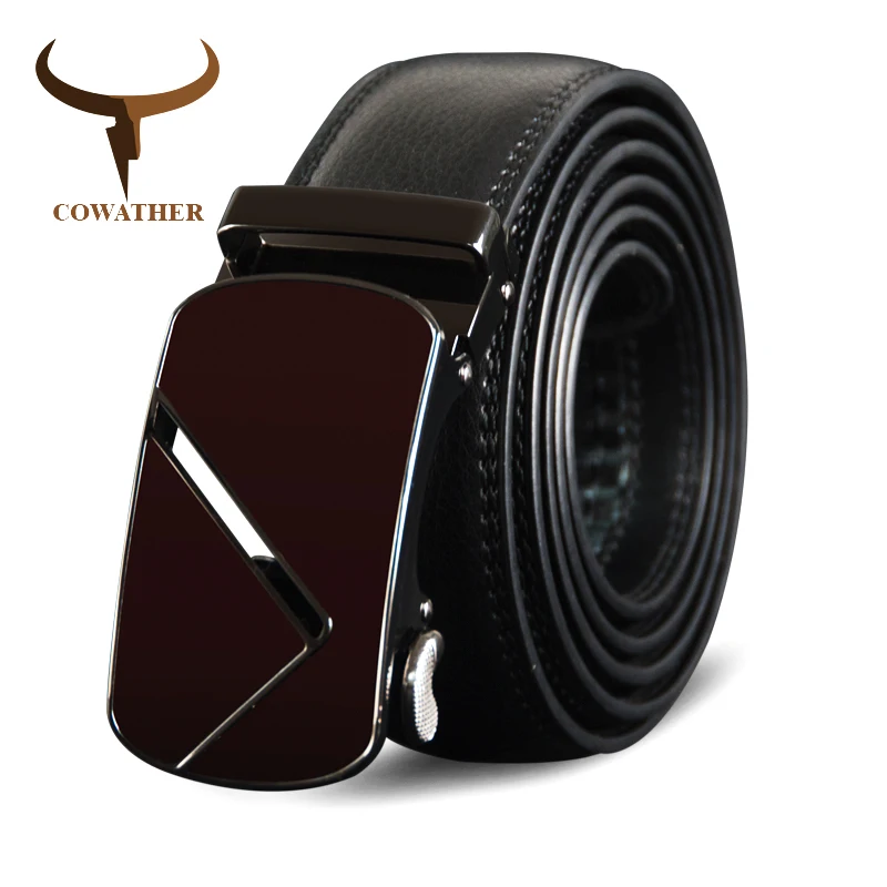 

COWATHER Vintage Top Cow Genuine Leather Men Belts Male Automatic High Quality Buckle Strap Male Belts Fashion Cowhide Men Belt