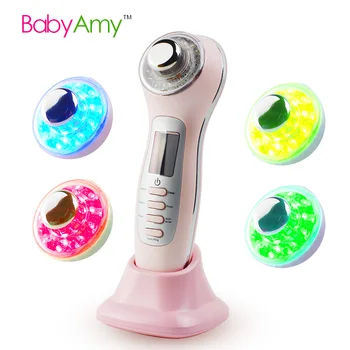 

7 in 1 3Mhz Ultrasonic Facial Cleaning Device Ion Face Beauty Device LED Photon Rejuvenation anti acne Reduce wrinkles charging