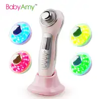 7 in 1 3Mhz Ultrasonic Facial ทำความสะอาดอุปกรณ์ Ion Face Beauty อุปกรณ์ LED Photon Rejuvenation สิวลดริ้วรอยชาร์จ