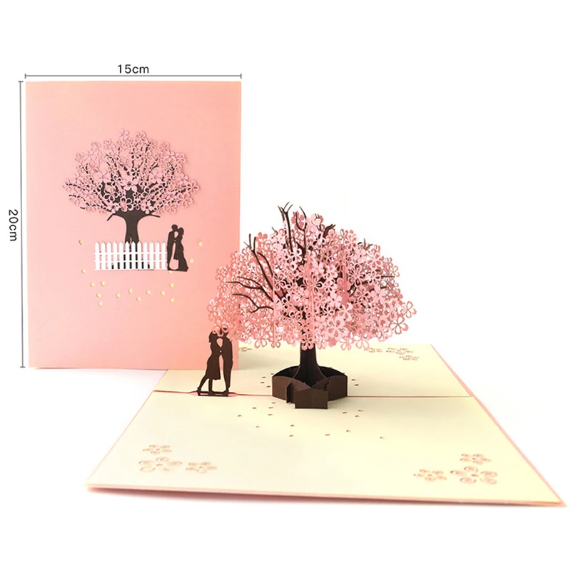 Greeting Cards 3D Pop Up Holding Flower Wedding Invitation Valentine's Day Anniversary Handmade Thank You Wishes Gifts