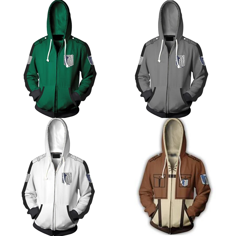 

Anime Attack On Titan Sweatshirt Women Men Adult Casual Hooded Zipper up Hoodies Cosplay Costume Spring Coat