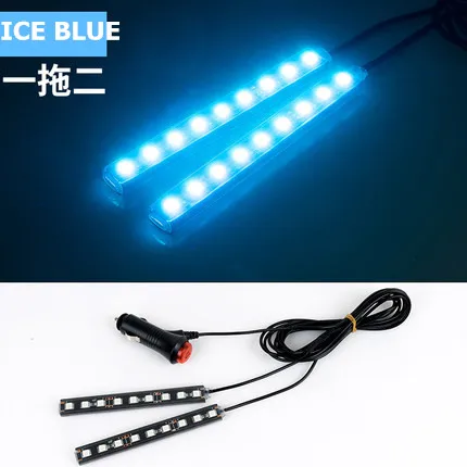 4 шт. 12 SMD дистанционное управление музыкой красочный RGB светодиодный автомобильный интерьерный напольный декоративный светильник в полоску для автомобиля - Испускаемый цвет: ice blue-2