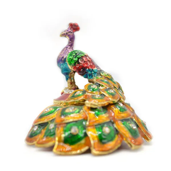 Wholesales Enamel handmade Peacock Jeweled Trinket...