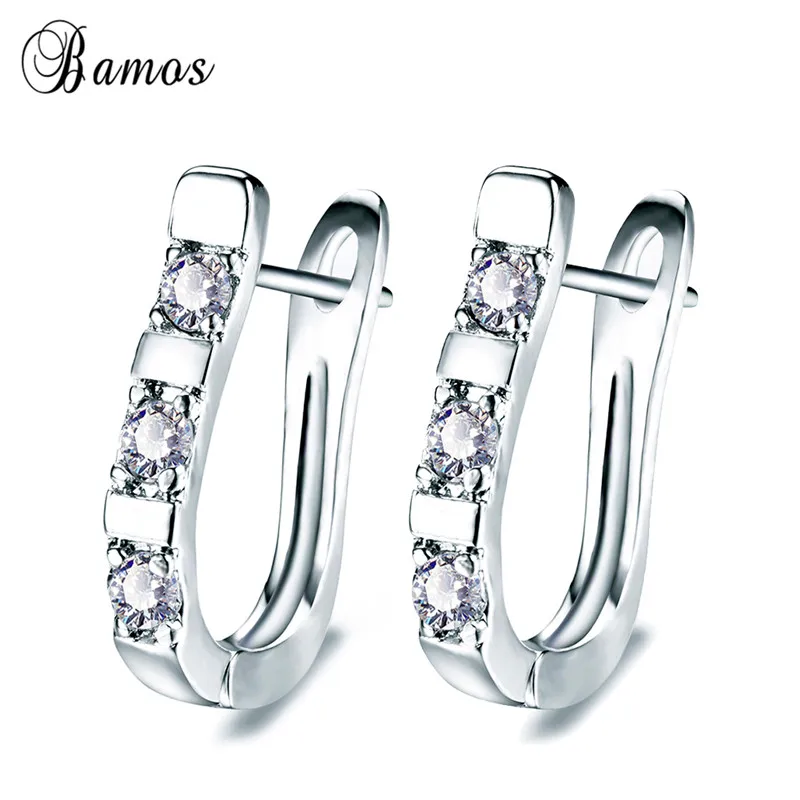 Бамос Женский, маленькие серьги-гвоздики, модные серьги с кубическим цирконием для женщин, 925 пробы, серебряное покрытие, свадебные ювелирные изделия, лучший подарок