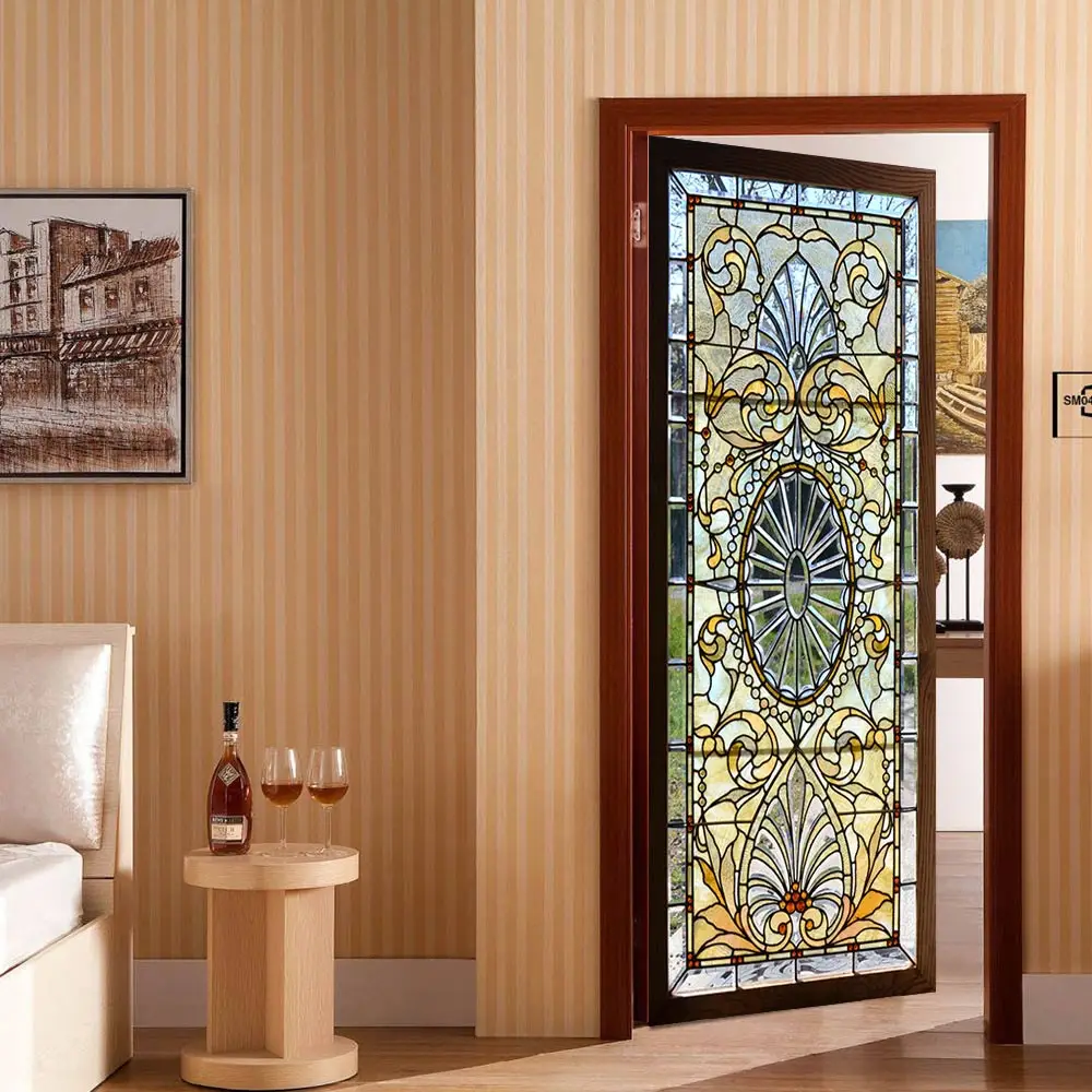 3D Ретро наклейки на дверь для спальни, водостойкая Наклейка на стену, домашний декор, обои на дверь