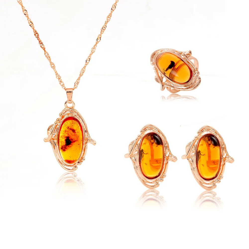 

Vintage Leopard Crystal Acrylic Pendant Necklace Earrings Ring Sets Women Wedding Bridal Jewelry Sets
