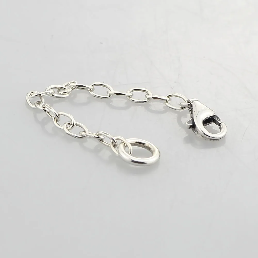 Genuine 925 Sterling Silver Lobster clasp Safety Chain Charm Fit