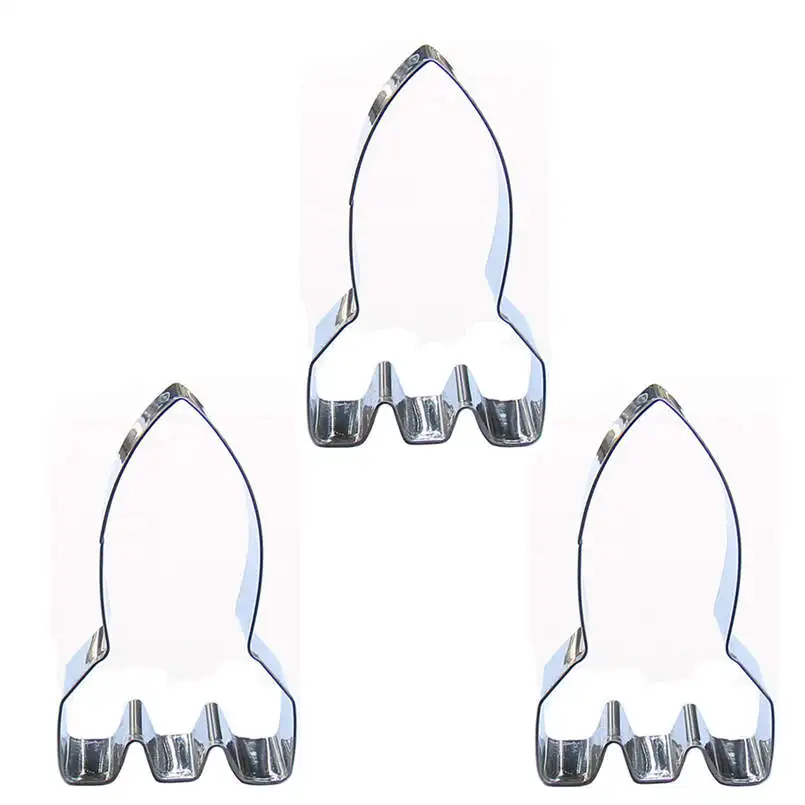 

Medium rocket shape 3 piece cookie cutting molds, baking tools, cake decorating soft candy tools.