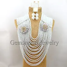 Фантастический Белый Кристалл Африканский Свадебный комплект ювелирных изделий нигерийские Свадебные Модные Ювелирные наборы WB258