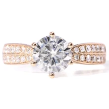 TRANSGEMS 1.2 Carat Lab Grown Moissanite Engagement Rings Solid 14K Yellow Gold Natural Diamonds Accents Woman Band