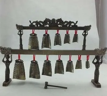 

Antique bronze Crafts Marquis Yi of two musical chimes Bronze decorative musical