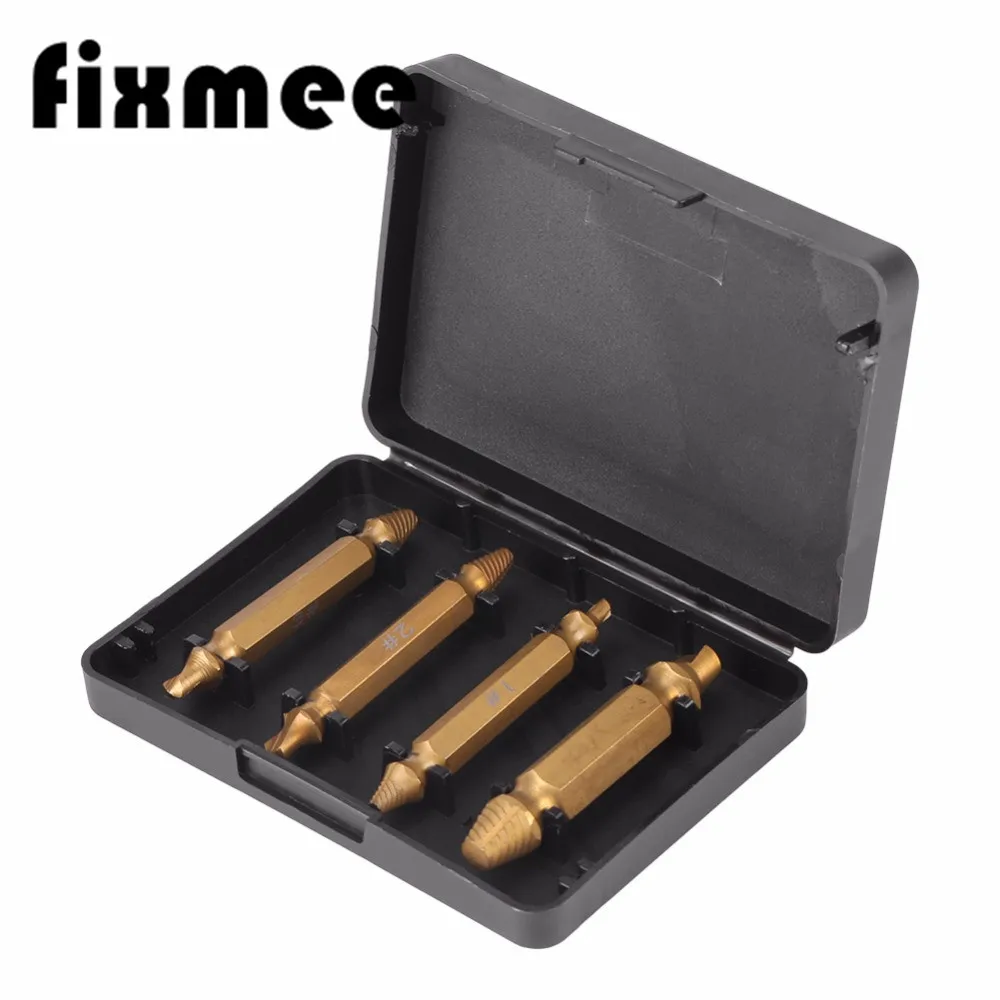 

4pcs Screw Extractor Titanium Broken Bolt Damage Screw Remover Extractor Drill Bits Easy Out Stud Reverse