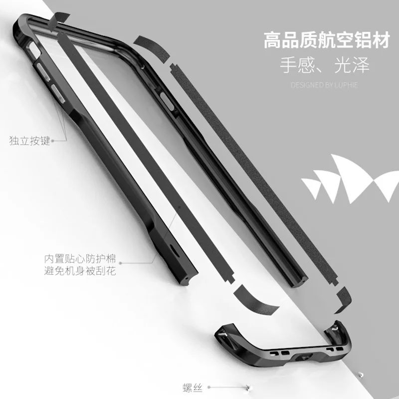 For Apple iphone X Case Luxury Cover Bumper Thin Hard 3D 360 Protective Shell Metal Bumper for iphoneX 8 Aluminium Frame Armor