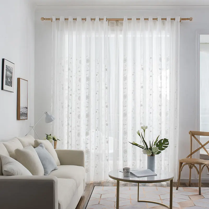 Белые оконные шторы ENHAO в европейском стиле, тюлевые шторы для гостиной, спальни, прозрачные сплошные оконные шторы из вуали, занавески - Цвет: white