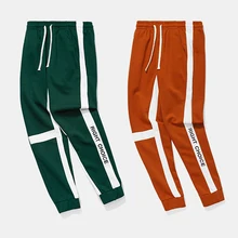 Боковые цветные шаровары с лоскутками для мужчин и женщин осенние винтажные хип-хоп эластичные талии Беговые брюки в повседневном стиле узкие брюки-карго