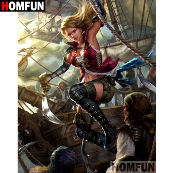 

HOMFUN 5D DIY Diamond Painting Full Square/Round Drill "Pirate girl" Embroidery Cross Stitch gift Home Decor Gift A07989