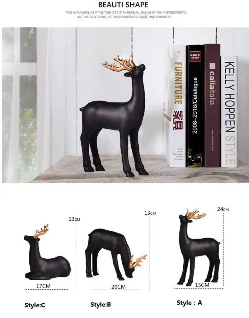 2018 Newest  Deer Apple Animal Luxury Resin Crafts home decoration accessories decoracion hogar House decorated statue veneers