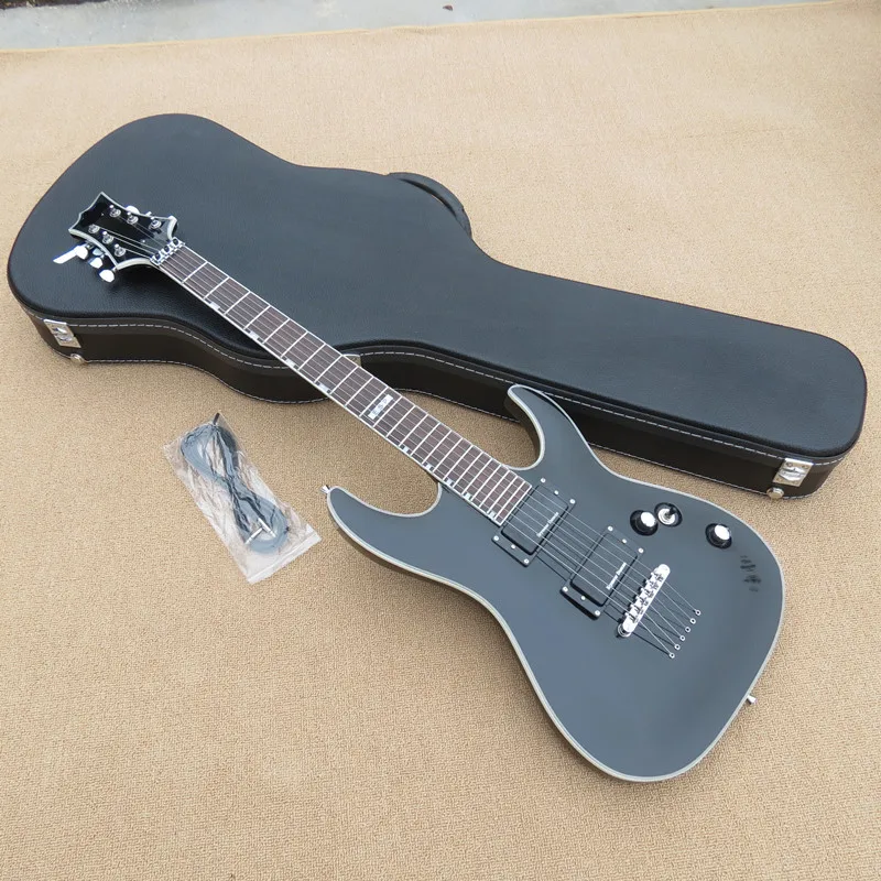 

Custom Black Electric guitar white aged binding strings through body Rosewood Fingerboard,customized!PayPal available!P-12