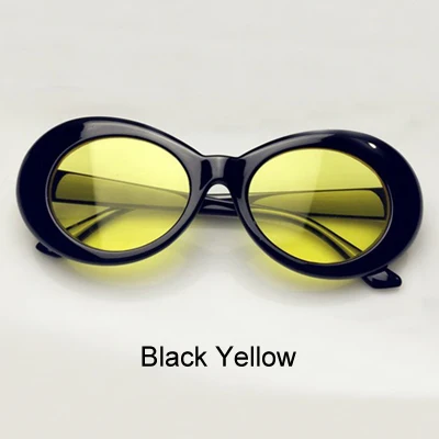 Ralferty ретро овальные солнцезащитные очки модные солнцезащитные очки для мужчин и женщин Винтажные белые UV400 Солнцезащитные очки женские мужские очки - Цвет линз: Black Yellow