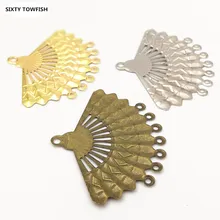 

20 Piece 56*43mm Gold color/Antique bronze Metal Filigree Flowers Slice fan-shaped Charms Base Jewelry DIY Component Making