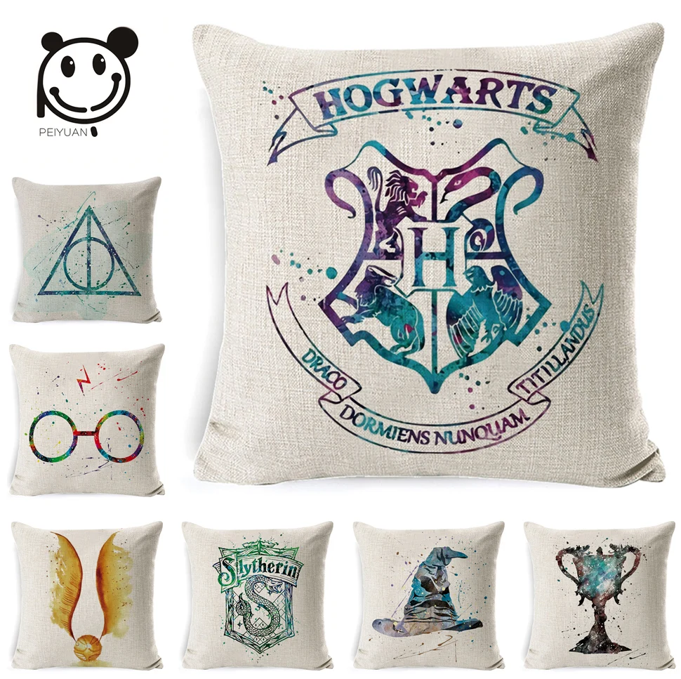 PEIYUAN Harry Potter Pillow Cotton Linen Goblet of Fire The Deathly