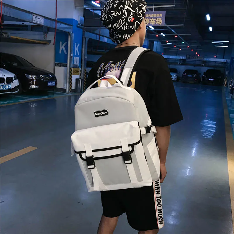 MENGHUO Fashion Black Women Backpack Canvas Men School Backpacks for Teenagers Girls Casual Large Capacity Korean Bags Mochilas (44)