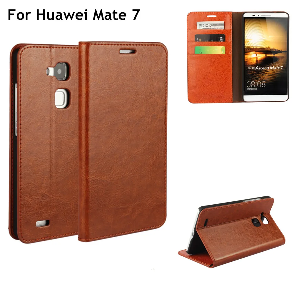 

Coque Huawei mate 7 Genuine Real Flip Leather Case Protective Cover Fundas Brown Black Capa mate7 Cases Etui Accessory Bags