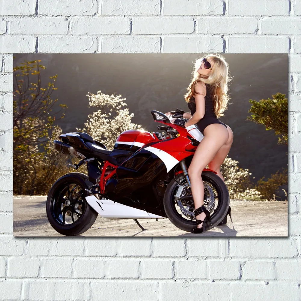 Girl Sexy Model Bikini Motorcycle Wallpaper Picture Wall Art Poster