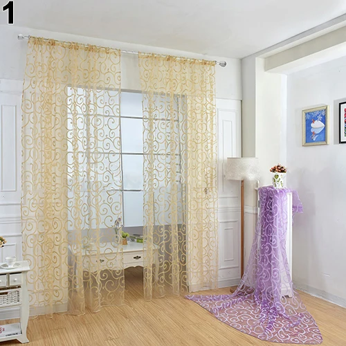 

Romantic Floral Vine Voile Tulle Door Window Curtain Panel Drape Sheer Valances