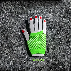 Высококачественные Неоновые Короткие сетчатые перчатки, черные Необычные Вечерние перчатки из нейлона+ спандекса - Цвет: green