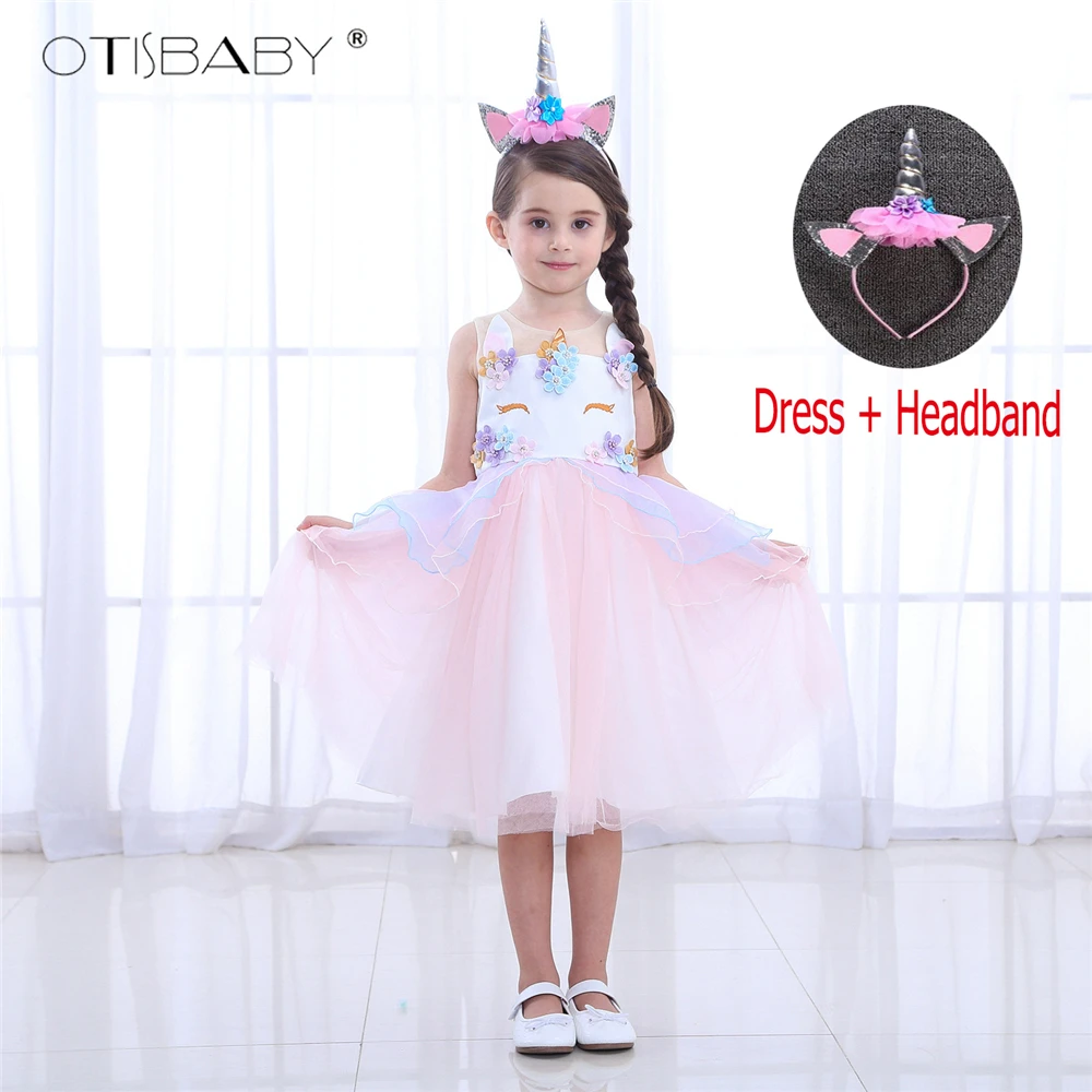 

Unicorn Party Princess Dress Birthday Girl Unicorn Dress My Little Girls Pony Floral Fluffy Communion Dresses Kids Horse Clothes