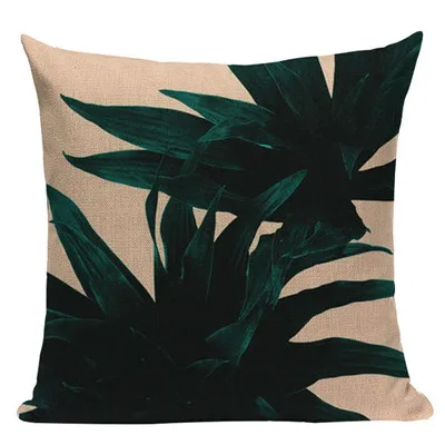Наволочка для подушки с изображением растений, тропические джунгли, зеленые листья, декоративные подушки для домашнего дивана, квадратные льняные подушки с принтом, 45 см x 45 см - Цвет: 4