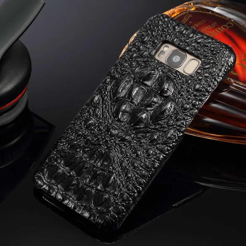 

Cow Leather Crocodile Grain Phone Case for Samsung S9 S8 Plus 3D Alligator Skin Back Cover For Samsung S9 Plus note 9 S8 S9 Plus