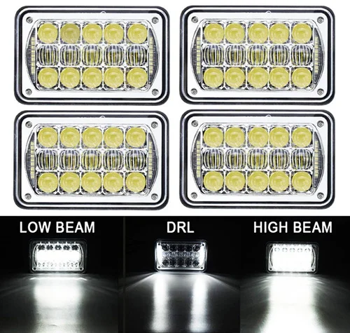 2 шт. 45 Вт 5D 4x6 дюймов светодиодный фар (Подол короче спереди и длиннее сзади) ЛУЧ Halo