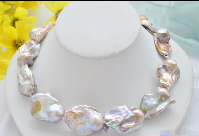 

CB113 Beautiful Huge Modern popular AA++ 17" 32mm lavender baroque REBORN PEARL NECKLACE