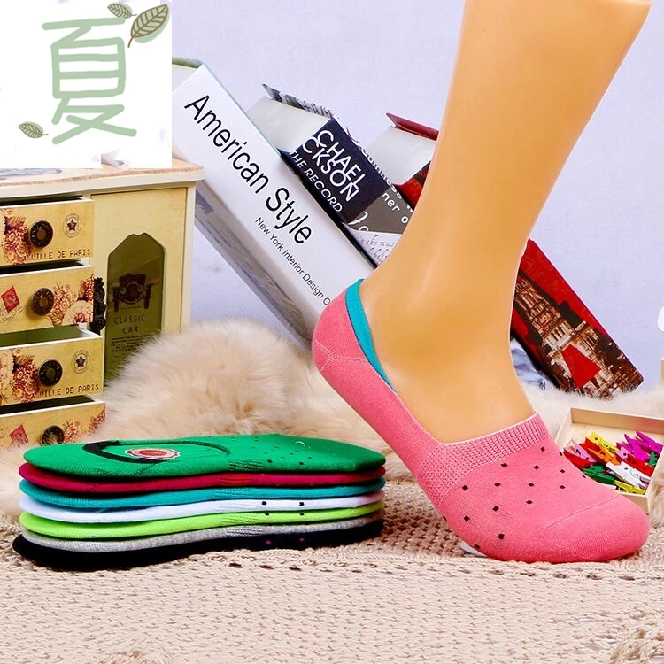 

Summer short tube non-slip pure dot cotton ladies invisible boat socks Personality fashion breathable invisible women boat socks