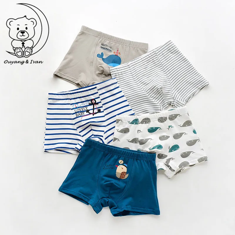 

5pcs/lot Boys Kids Cotton Soft Underwear Cartoon Children's Shorts Panties for Baby Boy Boxers Stripes Teenager Underpants 4-14T