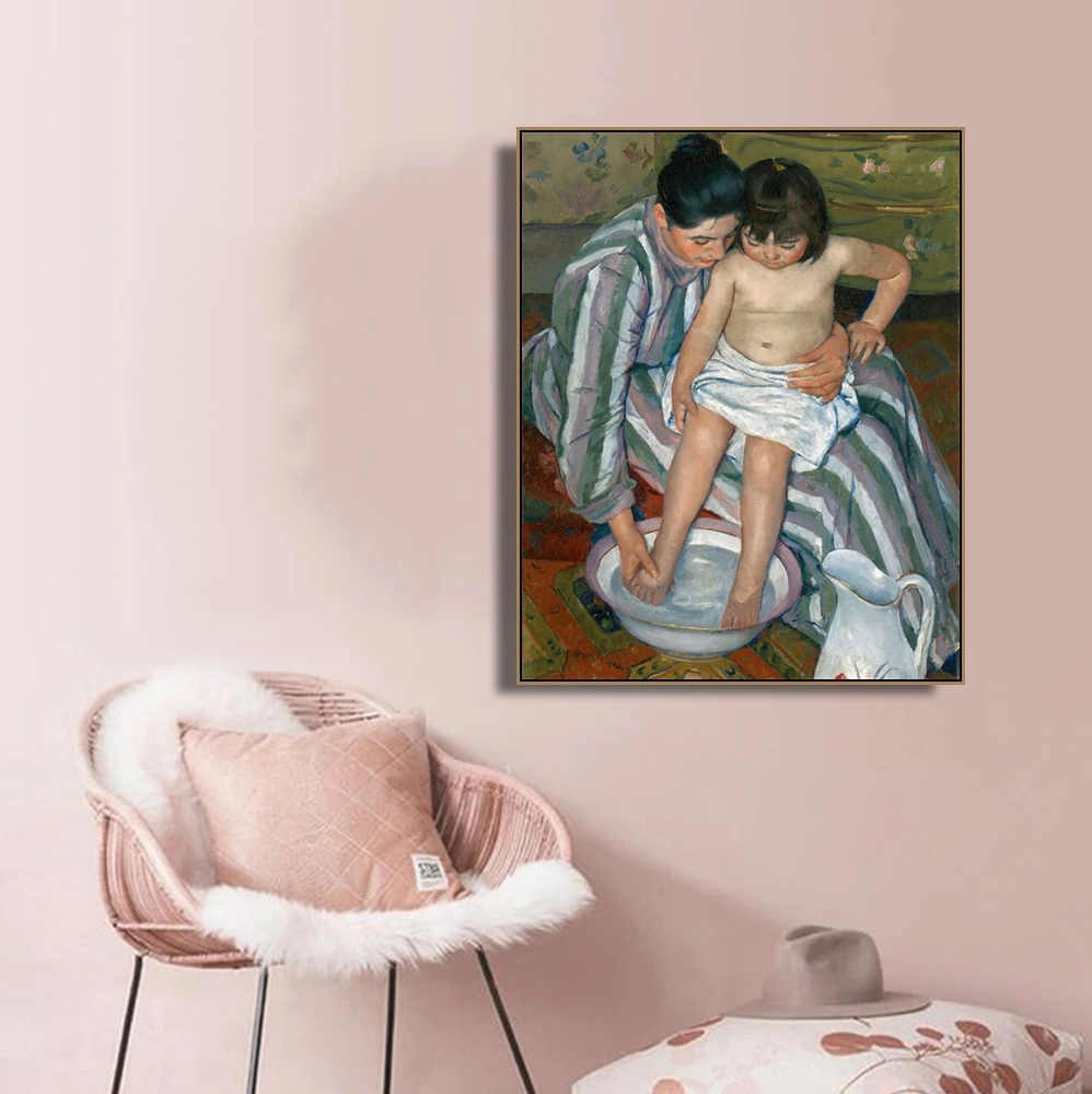 الاستحمام بواسطة ماري كاسات الرسم على لوحات القماش الجدارية الخط المشارك و طباعة الزخرفية الصورة لغرفة المعيشة ديكور المنزل الاستحمام بواسطة ماري كاسات الرسم على لوحات القماش الجدارية الخط المشارك و طباعة الزخرفية الصورة لغرفة المعيشة ديكور المنزل